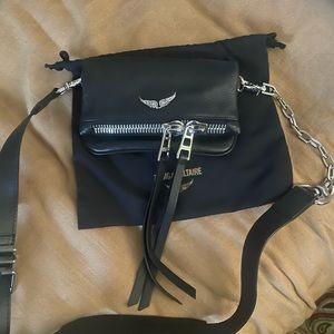 Zadig and Voltaire black leather nano crossbody bag